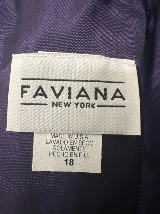 Faviana Plum V-Neck Chiffon Maxi Dress with Beaded Shoulder Accents - Picture 5 of 5